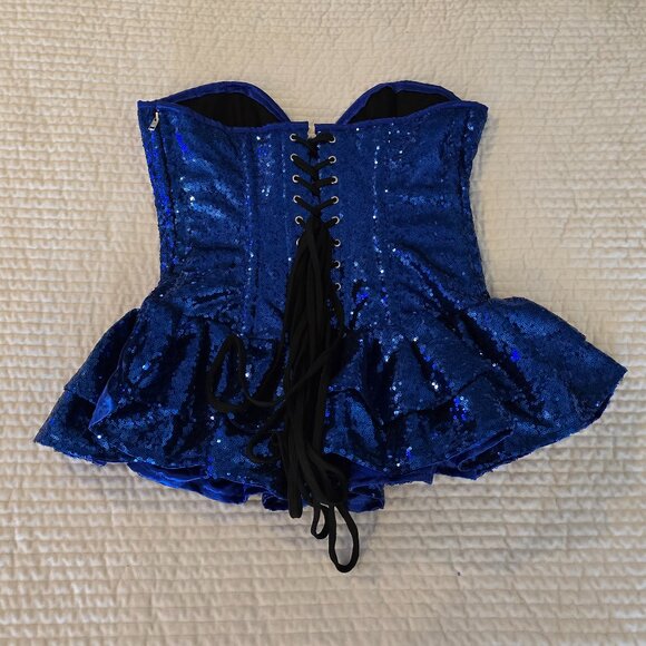 Daisy top drawer blue sequin corset dress - Picture 5 of 7